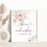 Póster Consejos y deseos florales rosas de Rubor para los<br><div class="desc">Consejos y deseos florales rosas de Rubor para los recién casados. Elementos coincidentes disponibles.</div>