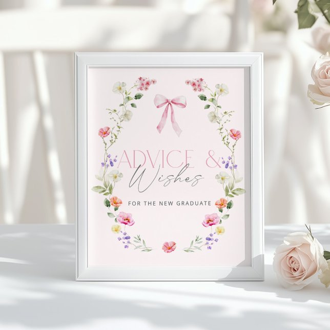 Póster Consejos y deseos para graduada con lazo rosa (Subido por el creador)