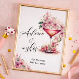 Póster Consejos y deseos Petales y Prosecco Floral Rosa