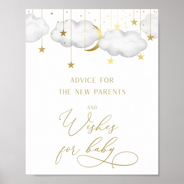 Póster Consejos y deseos Rótulo de ducha para bebés (Frente)