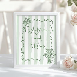 Póster Consejos y deseos Whimsical Sagge green Bridal