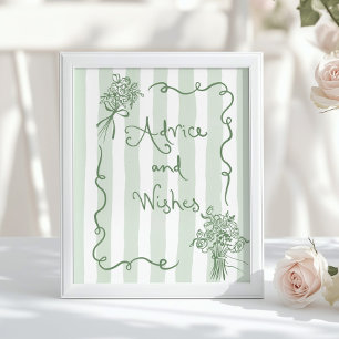 Póster Consejos y deseos Whimsical Sagge green Bridal