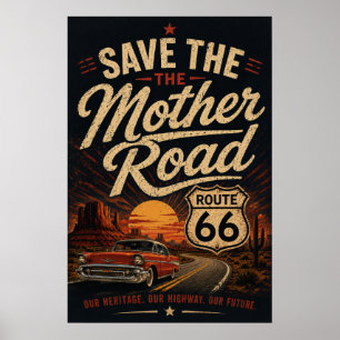 Póster Conservación del coche clásico vintage Ruta 66 en 