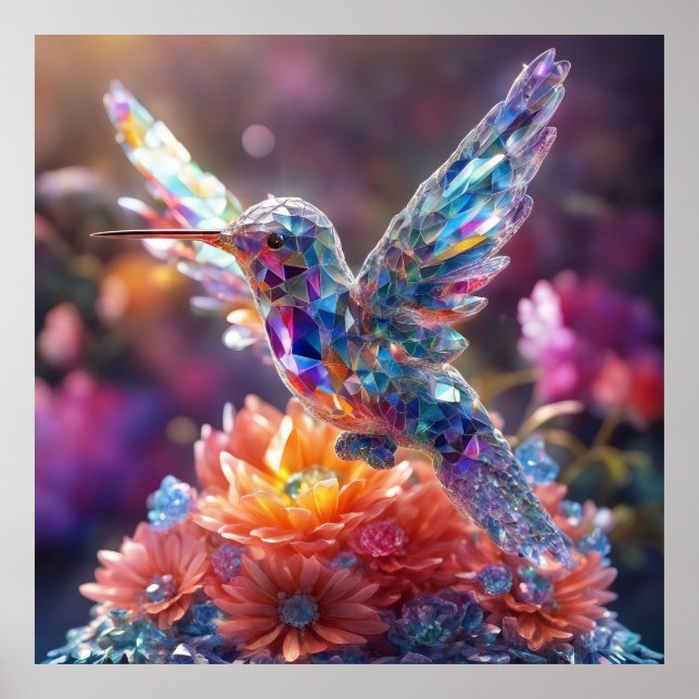 Póster Conservar el diseño de cristal Hummingbird - diseñ (Frente)