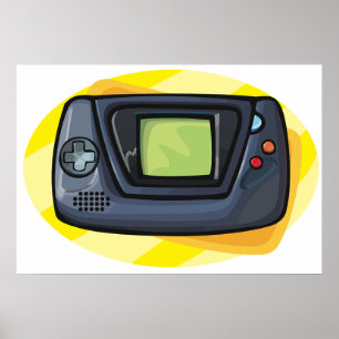 Póster Consola de juego portátil retro de los 90 para jug