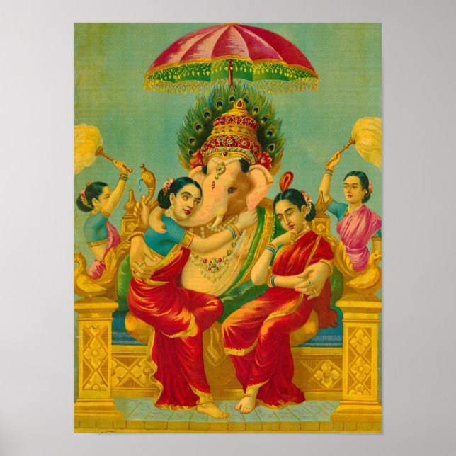 Póster Consorts of Ganesha by Raja Ravi Varma (Frente)