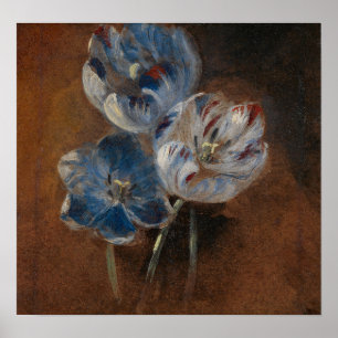 Póster Constable - Estudio de tres tulipanes loro 1832