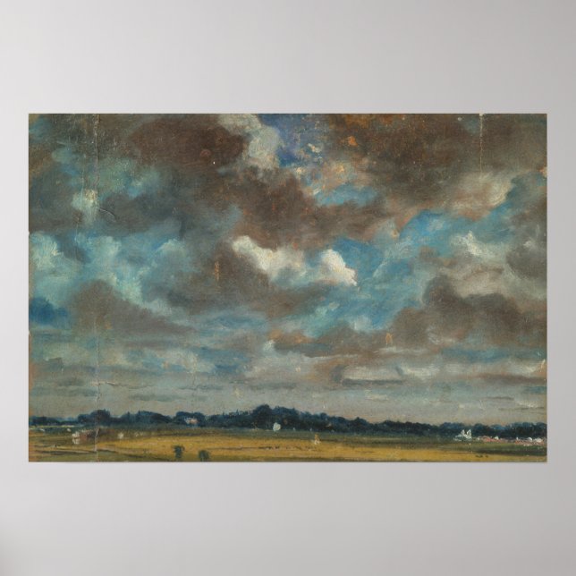 Póster Constable - Extenso paisaje con nubes grises (Frente)