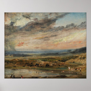 Póster Constable - Hampstead Heath con estanque y bañista