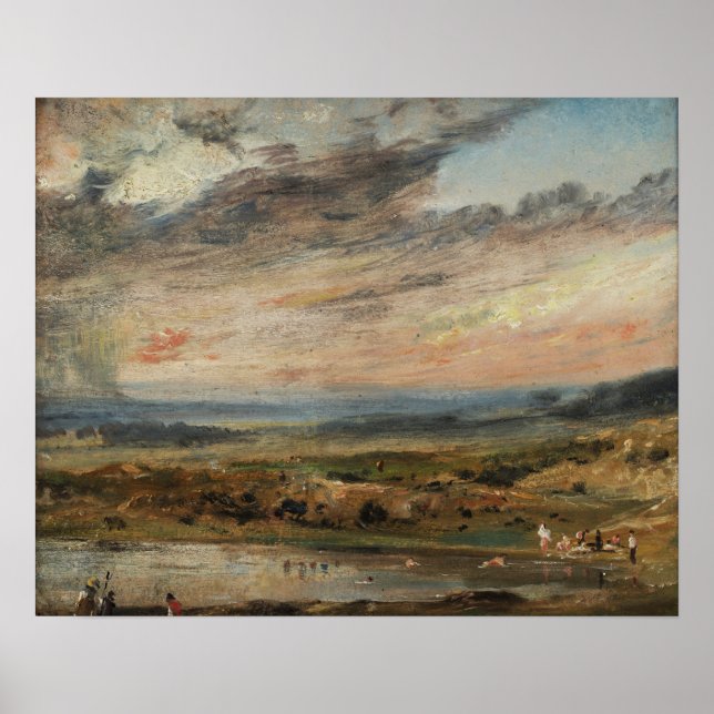 Póster Constable - Hampstead Heath con estanque y bañista (Frente)