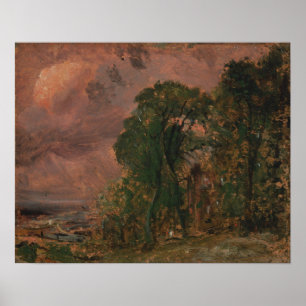 Póster Constable - Una vista en Hampstead con tiempo torm