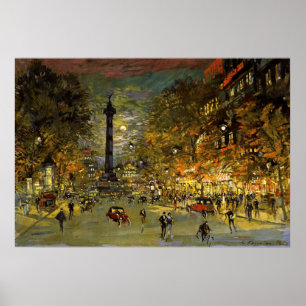 Póster Constantin Korovin: La plaza de la Bastilla, París
