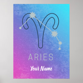 Póster Constelación de Aries Zodiac Star Sign Horoscope