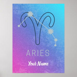 Póster Constelación de Aries Zodiac Star Sign Horoscope