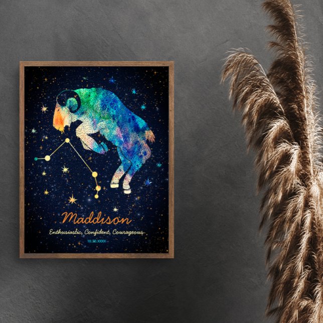 Póster Constelación de Aries Zodiaco Acuarela Estrellas G (Subido por el creador)