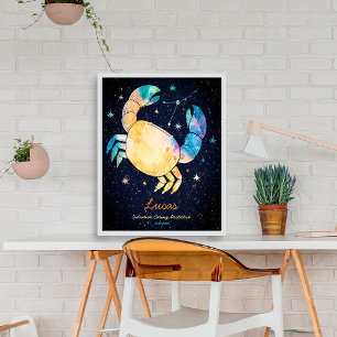 Póster Constelación de Cáncer Zodiaco Galaxia de Estrella