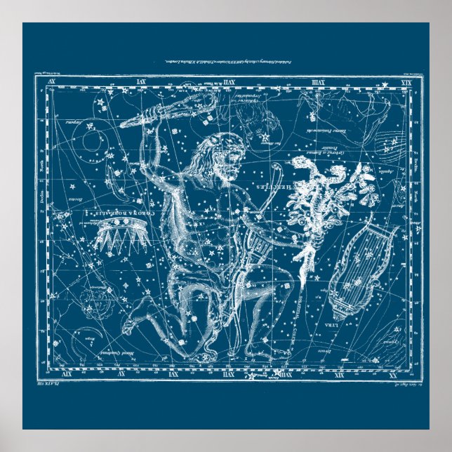 Póster Constelación de hercules vintage (Frente)