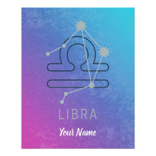Póster Constelación de la estrella libra zodiac de la est