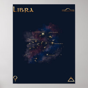 Póster Constelación de Libra - Regalo único de Libra Love