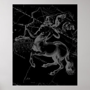 Póster Constelación de Sagitario Hevelius alrededor de 16
