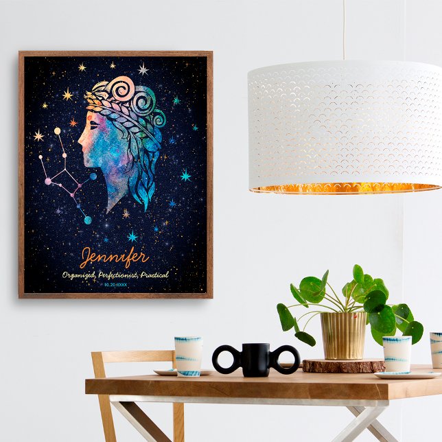 Póster Constelación de Virgo Zodiaco Acuarela Estrellas G (Subido por el creador)