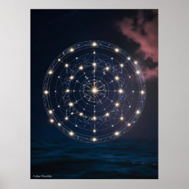 Póster Constelación de zodiaco estelar Mandala - Muro est