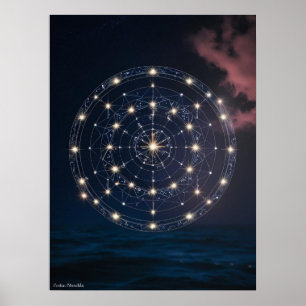 Póster Constelación de zodiaco estelar Mandala - Muro est