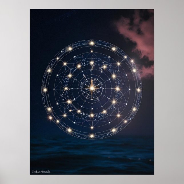 Póster Constelación de zodiaco estelar Mandala - Muro est (Frente)