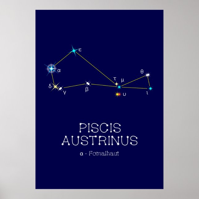 Póster Constelación del hemisferio sur Piscis Austrinus (Frente)