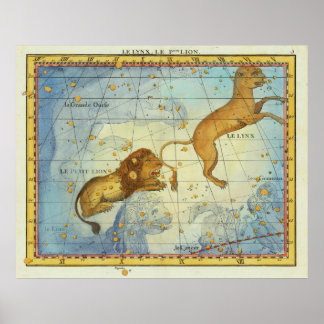 Póster Constelación Leo Vintage