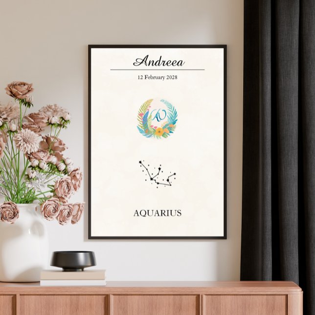 Póster Constelación Zodiacal Acuario Boho Personalizada (Subido por el creador)