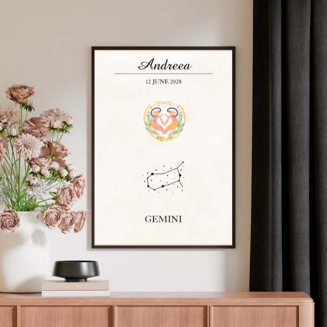 Póster Constelación Zodiacal Géminis Boho Personalizada (Subido por el creador)
