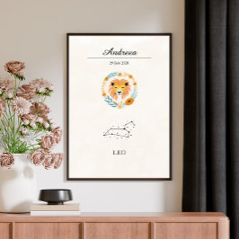 Póster Constelación Zodiacal Leo Boho Personalizada