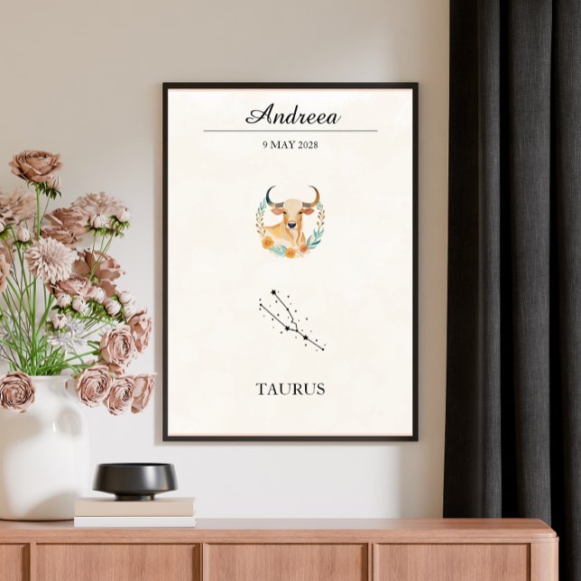 Póster Constelación Zodiacal Tauro Boho Personalizada (Subido por el creador)