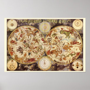 Póster Constelaciones, Astronomía Vintage, Frederik de Wi