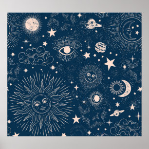 Póster Constelaciones galácticas: diseño de patrones de e