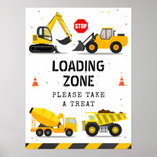 Póster Construcción Camiones Niños Zona de Carga de Cumpl