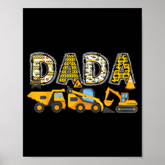 Póster Construcción Dada Excavadora Familia Niños a Juego