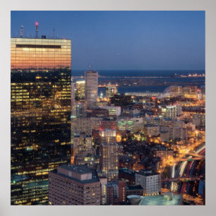 Póster Construcción de Boston con senderos ligeros en la
