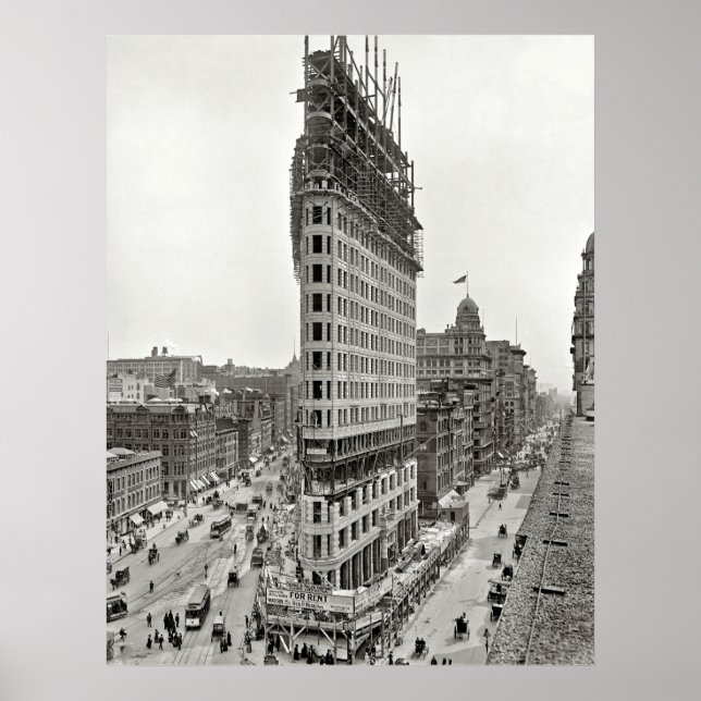 PÓSTER CONSTRUCCIÓN DE EDIFICIO DE FLATIRON DE 1902 (Frente)