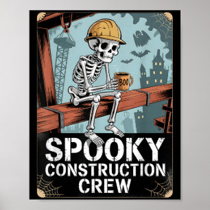 Póster Construcción de Halloween para los trabajadores de