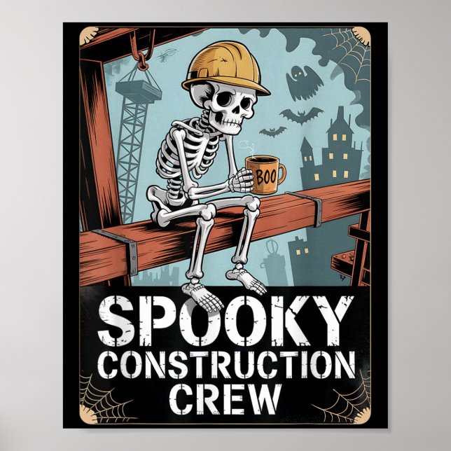 Póster Construcción de Halloween para los trabajadores de (Frente)