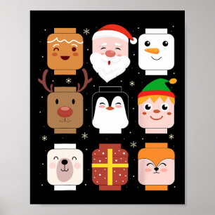 Póster Construcción de Navidades de amigos de ladrillo de