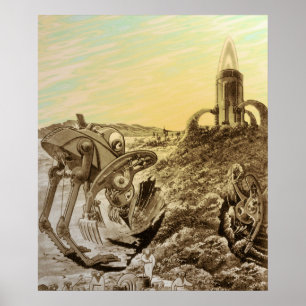 Póster Construcción de planetas de alienígenas de ciencia