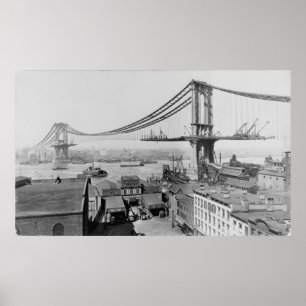 Póster Construcción de puente de Manhattan