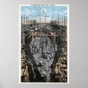 Póster Construcción de una escena de un barco de acero