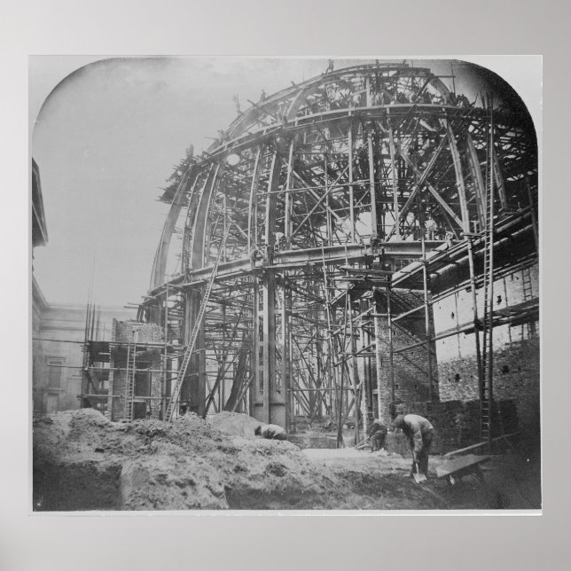 Póster Construcción del Museo Británico leyendo (Frente)