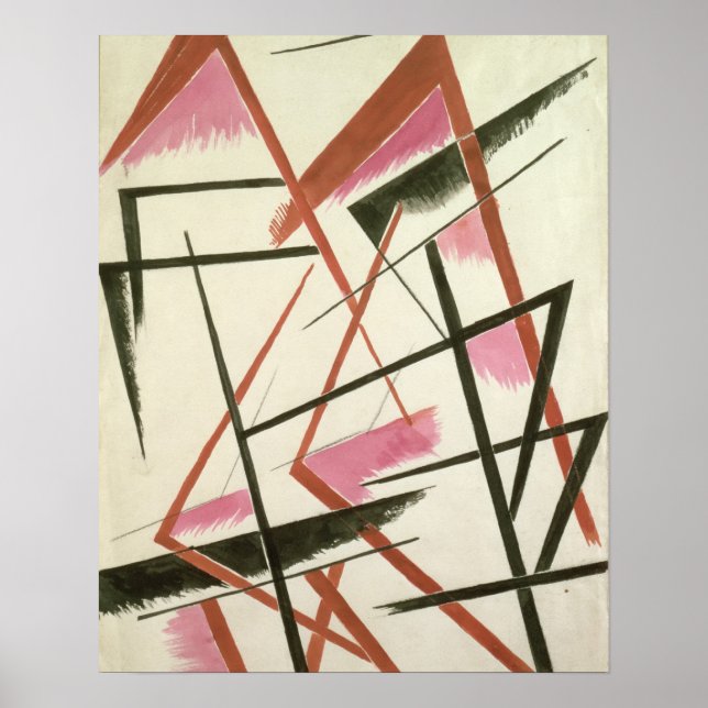 Póster Construcción lineal, c.1921 (gouache sobre papel) (Frente)