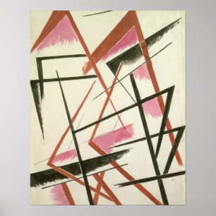 Póster Construcción linear, c.1921 (aguazo en el papel)