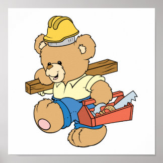 Póster Construction Carpenter Bear